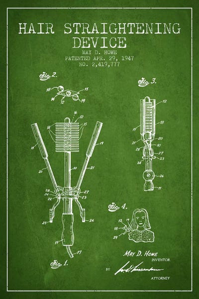 Hair Straightening Green Patent Blueprint