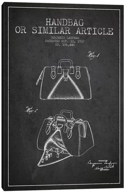 Handbag Similar Article Charcoal Patent Blueprint Canvas Art Print - Aged Pixel: Beauty & Personal Care