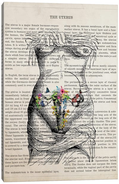 Uterus Anatomy Flower Canvas Art Print - Aged Pixel