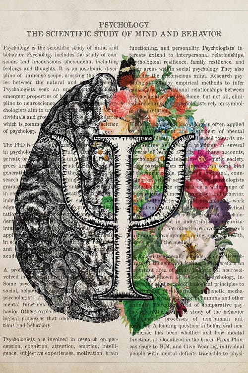 Psychology Brain Art Anatomy Flower by Aged Pixel wall art