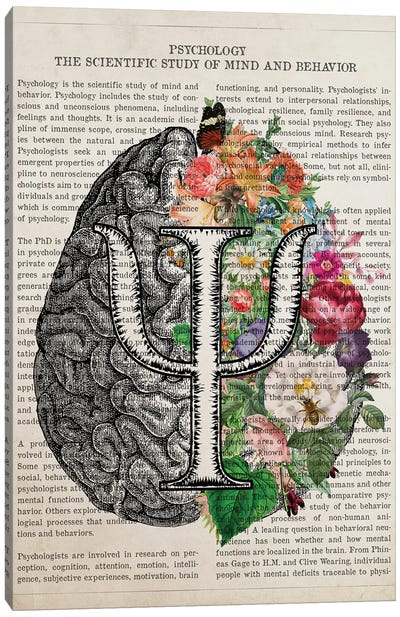 Psychology Brain Art Anatomy Flower Canvas Art Print - Anatomy Art