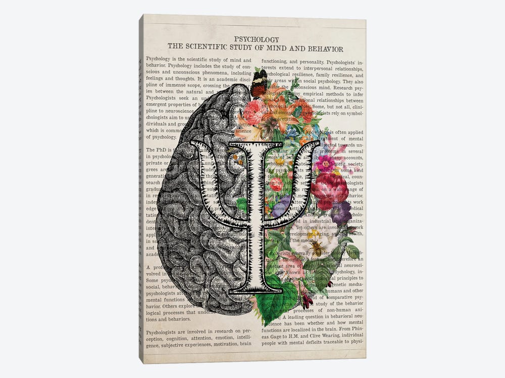 Psychology Brain Art Anatomy Flower by Aged Pixel 1-piece Canvas Art Print