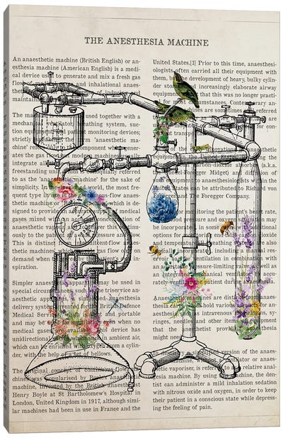 Anesthesia Machine Flowers Canvas Art Print - Medical & Dental Blueprints