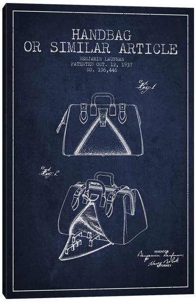 Handbag Similar Article Navy Blue Patent Blueprint Canvas Art Print - Beauty & Personal Care Blueprints
