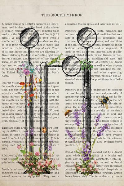 Antiques & Collectibles: Dental Mouth Mirror With Flowers by Aged Pixel