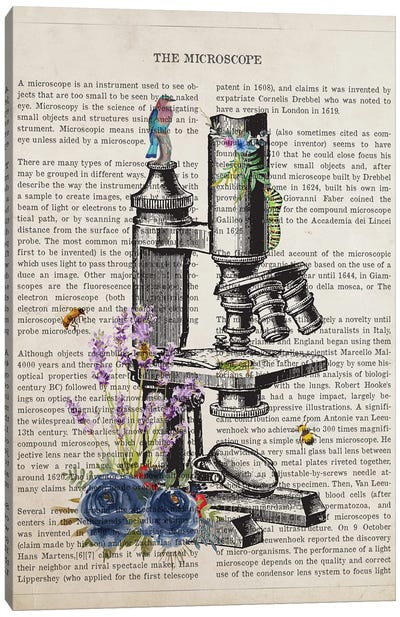 Microscope Flower Canvas Art Print - Chemistry Art
