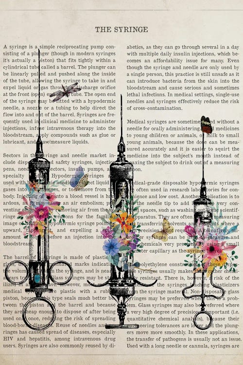 Syringe With Flowers by Aged Pixel wall art
