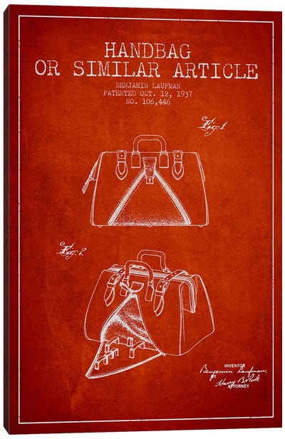 Handbag Similar Article Red Patent Blueprint Canvas Art Print - Fashion Art