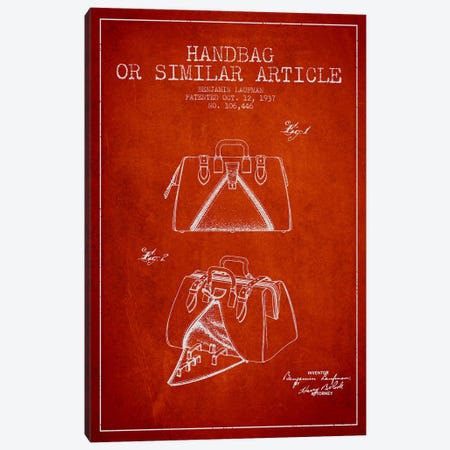 Handbag Similar Article Red Patent Blueprint Canvas Print #ADP351} by Aged Pixel Art Print