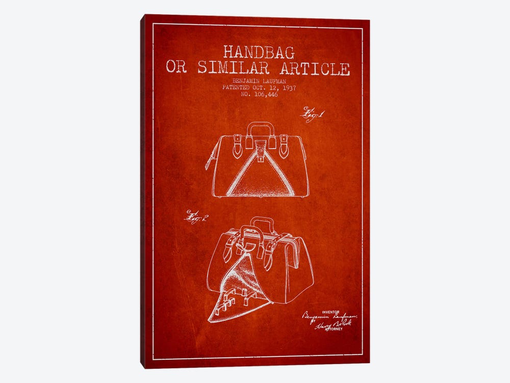 Handbag Similar Article Red Patent Blueprint by Aged Pixel 1-piece Canvas Print