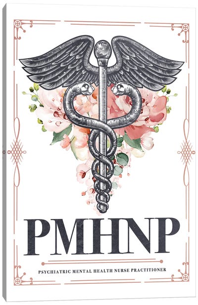 PMHNP With Flowers Canvas Art Print - Nurses