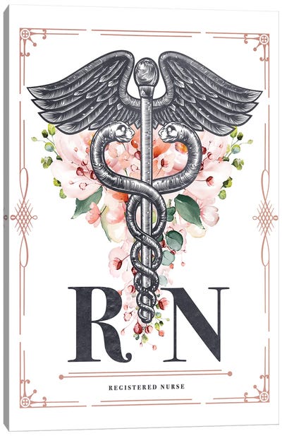 RN With Flowers Canvas Art Print - Nurse Art