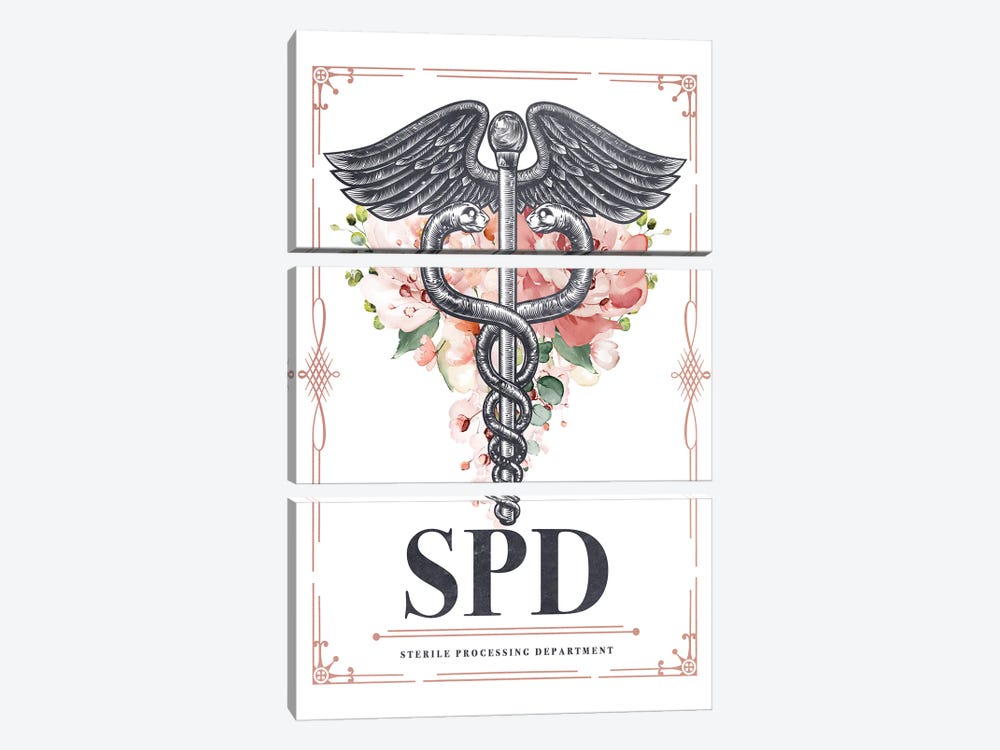 SPD With Flowers by Aged Pixel 3-piece Canvas Art Print