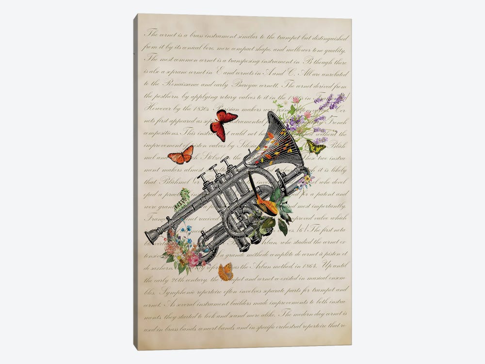 Cornet With Flowers by Aged Pixel 1-piece Art Print