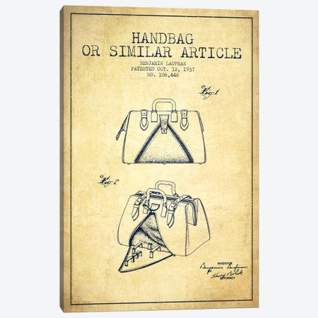 Handbag Similar Article Vintage Patent Blueprint Canvas Print #ADP352} by Aged Pixel Canvas Print