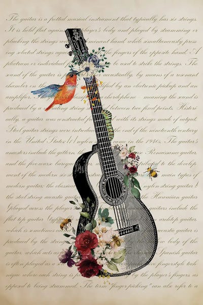 Guitars: Guitar With Flowers by Aged Pixel