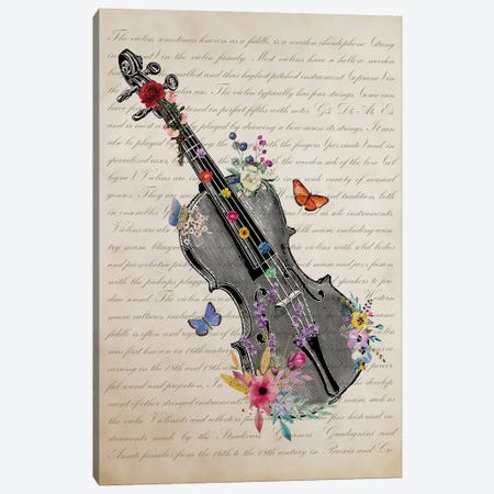 Violin With Flowers Canvas Print #ADP3531} by Aged Pixel Art Print