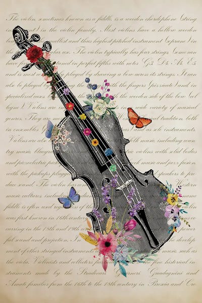 Violins: Violin With Flowers by Aged Pixel