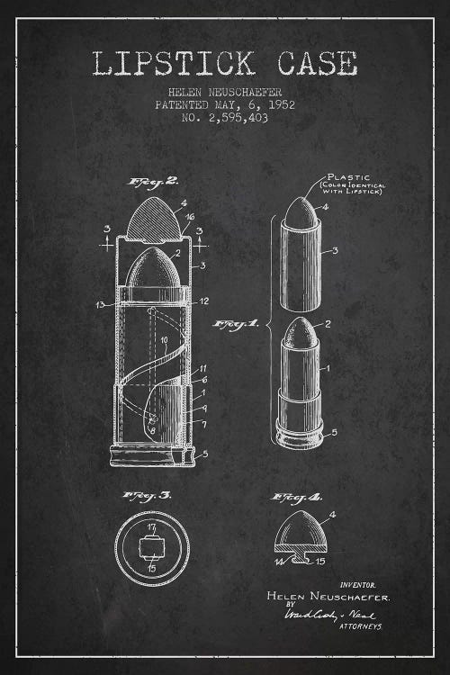 Lipstick Case Charcoal Patent Blueprint