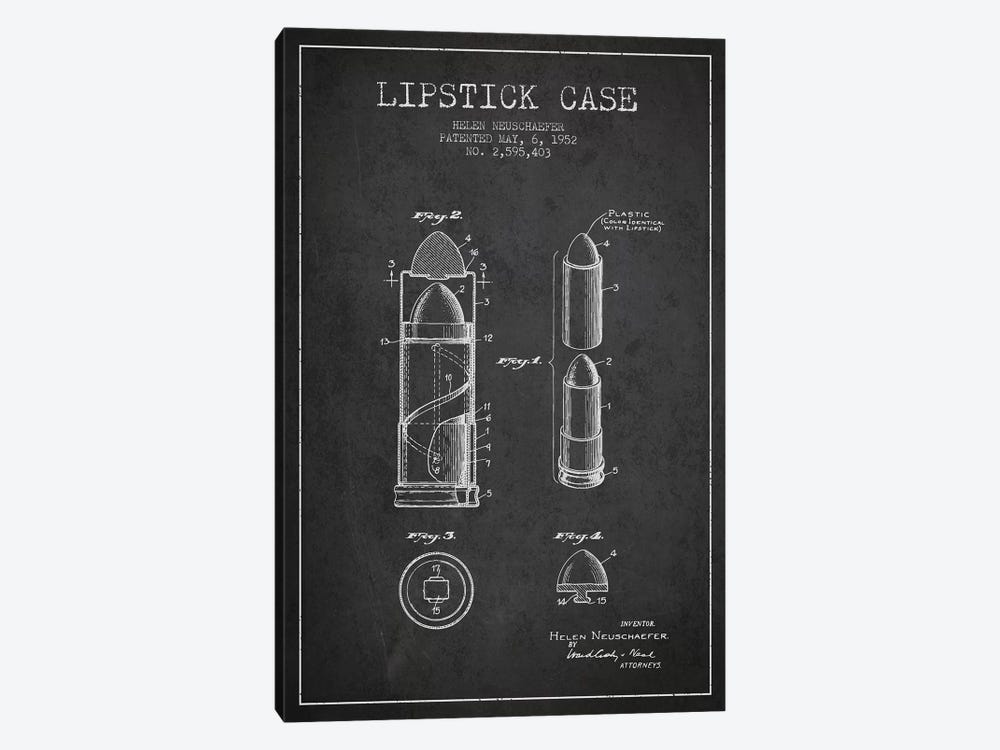 Lipstick Case Charcoal Patent Blueprint 1-piece Art Print