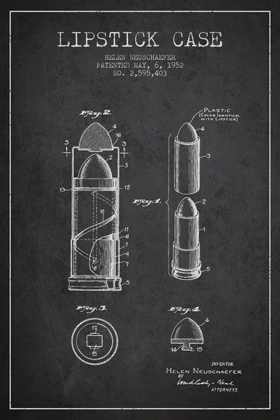 Lipstick Case Charcoal Patent Blueprint