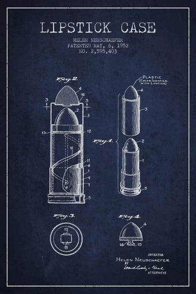 Lipstick Case Navy Blue Patent Blueprint by Aged Pixel canvas print