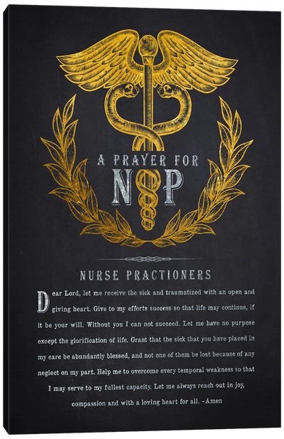 Nurse Practitioner Prayer Canvas Art Print - Aged Pixel