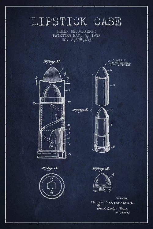 Lipstick Case Navy Blue Patent Blueprint by Aged Pixel wall art