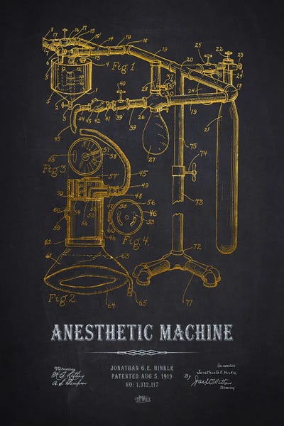 Medical & Dental Blueprints: Anesthetic Machine Patent Print by Aged Pixel