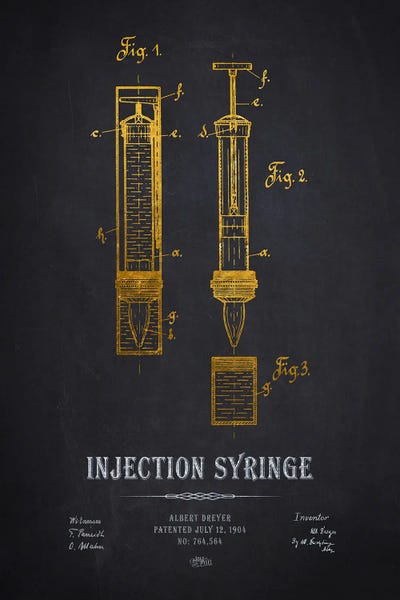 Medical & Dental Blueprints: Syringe Patent Print by Aged Pixel