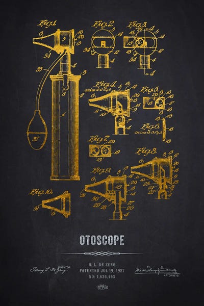 Medical & Dental Blueprints: Otoscope Patent Print by Aged Pixel