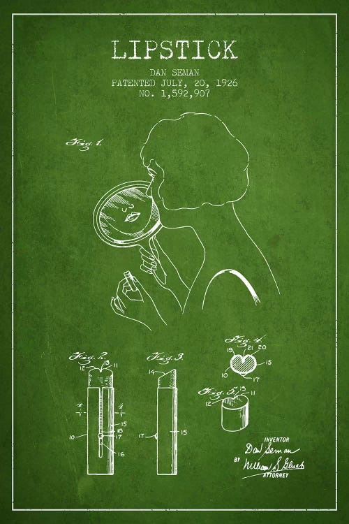 Lipstick Green Patent Blueprint by Aged Pixel wall art