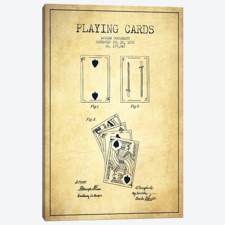 Dougherty Cards Vintage Patent Blueprint Canvas Print #ADP35} by Aged Pixel Canvas Art