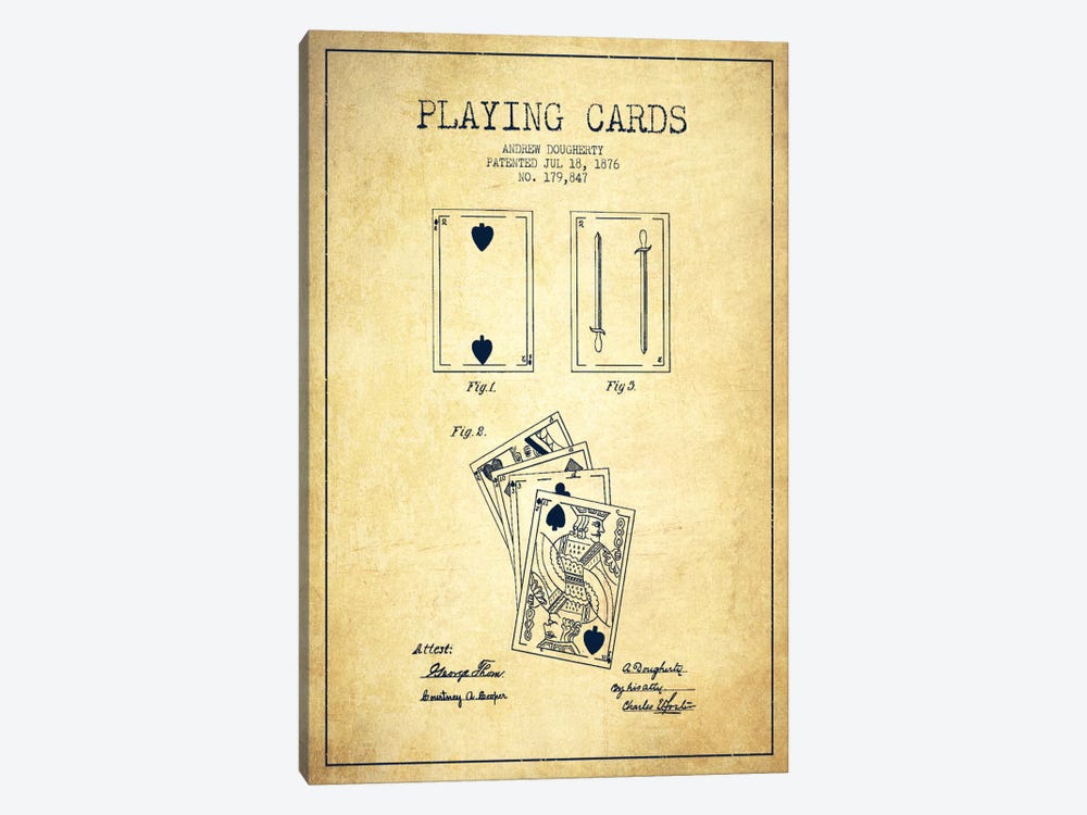 Dougherty Cards Vintage Patent Blueprint by Aged Pixel 1-piece Art Print