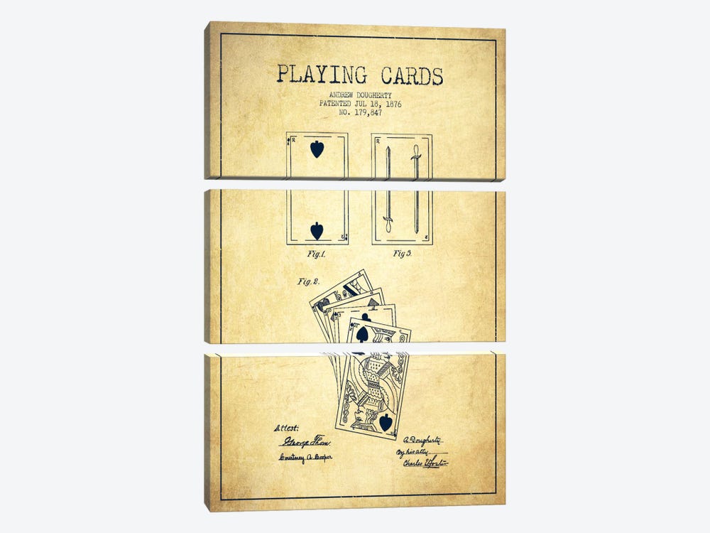 Dougherty Cards Vintage Patent Blueprint by Aged Pixel 3-piece Canvas Print