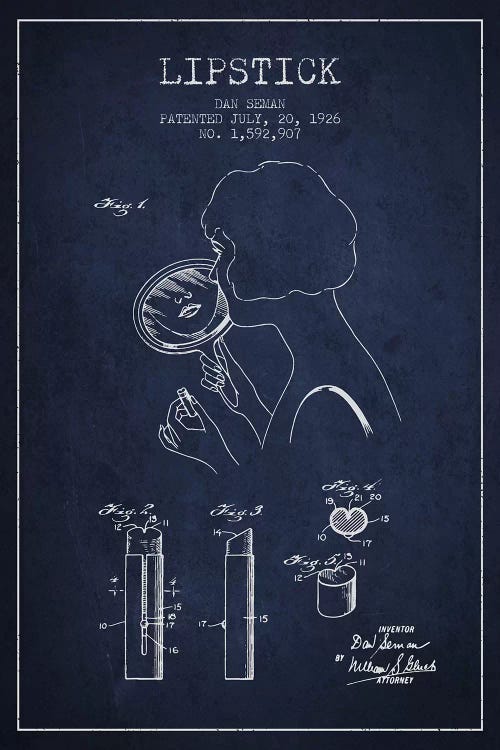 Lipstick Navy Blue Patent Blueprint by Aged Pixel wall art
