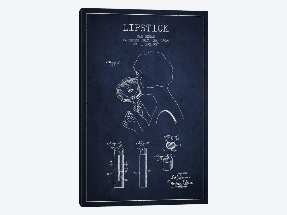 Lipstick Navy Blue Patent Blueprint by Aged Pixel 1-piece Art Print