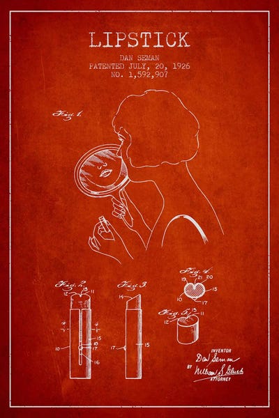 Beauty & Personal Care Blueprints: Lipstick Red Patent Blueprint by Aged Pixel