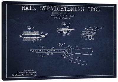 Hair Straightening Iron Navy Blue Patent Blueprint Canvas Art Print - Beauty & Personal Care Blueprints