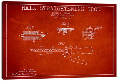 Hair Straightening Iron Red Patent Blueprint Canvas Art Print - Beauty & Personal Care Blueprints