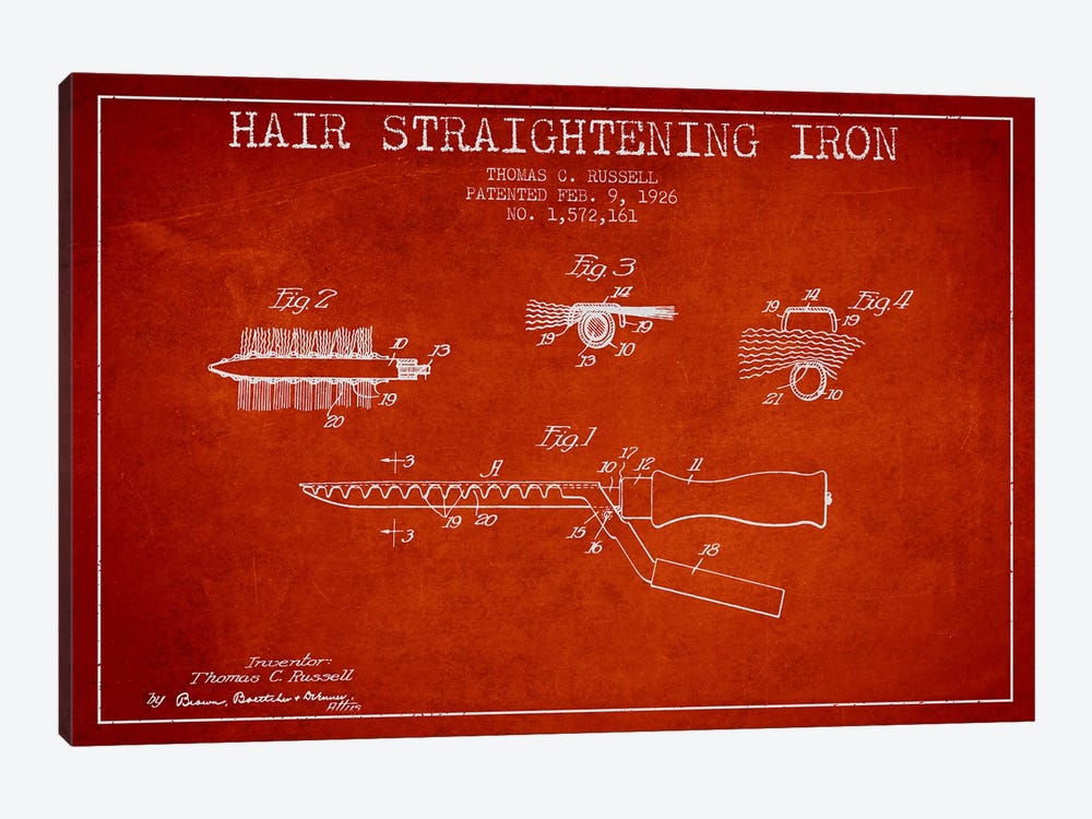 Hair Straightening Iron Red Patent Blueprint by Aged Pixel 1-piece Art Print