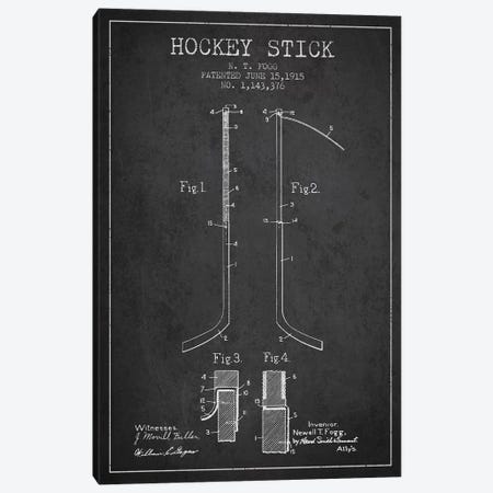 Hockey Stick Charcoal Patent Blueprint Canvas Print #ADP368} by Aged Pixel Canvas Artwork
