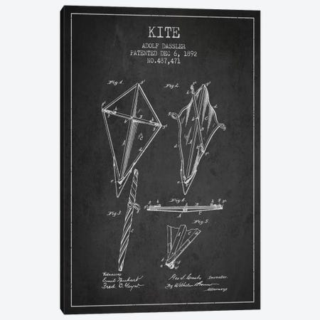Kite Dark Patent Blueprint Canvas Print #ADP36} by Aged Pixel Canvas Wall Art