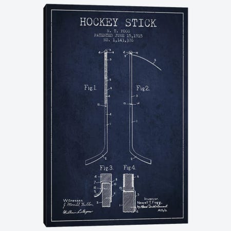 Hockey Stick Navy Blue Patent Blueprint Canvas Print #ADP370} by Aged Pixel Canvas Print