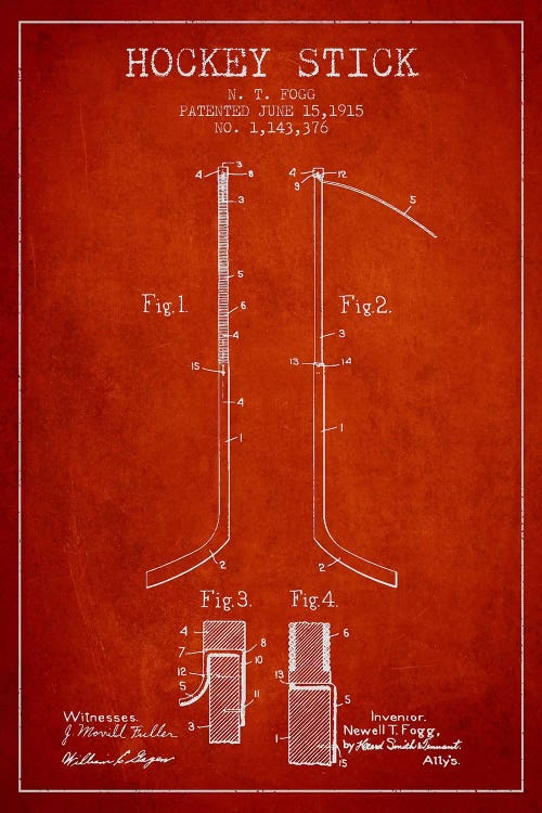 Hockey Stick Red Patent Blueprint