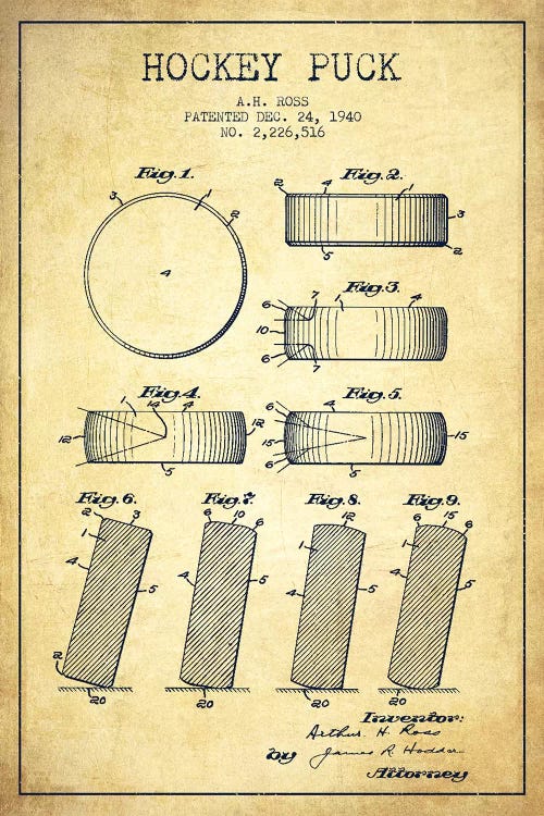 Hockey Puck Vintage Patent Blueprint