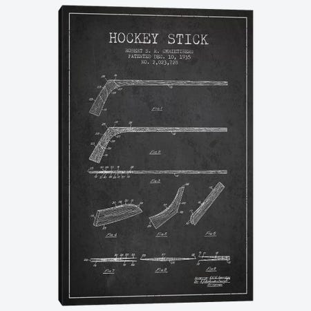 Hockey Stick Charcoal Patent Blueprint Canvas Print #ADP378} by Aged Pixel Canvas Art Print