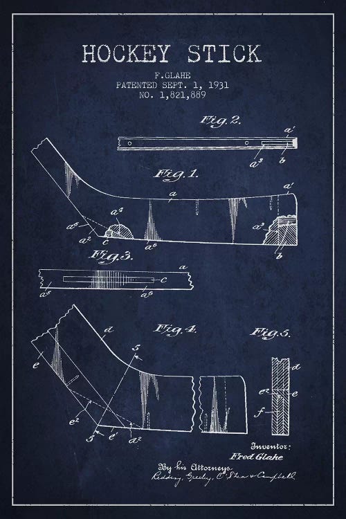 Hockey Stick Navy Blue Patent Blueprint