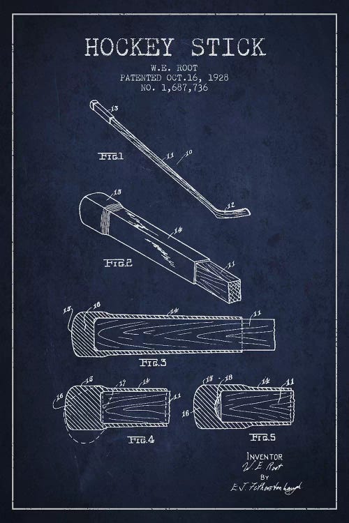 Hockey Stick Navy Blue Patent Blueprint