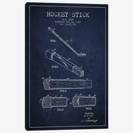 Hockey Stick Navy Blue Patent Blueprint Canvas Print #ADP390} by Aged Pixel Canvas Print